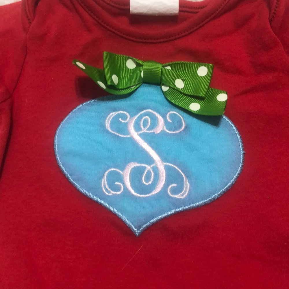 Ric Rac Ruffles Baby Christmas Long Onsie - Picture 2 of 2